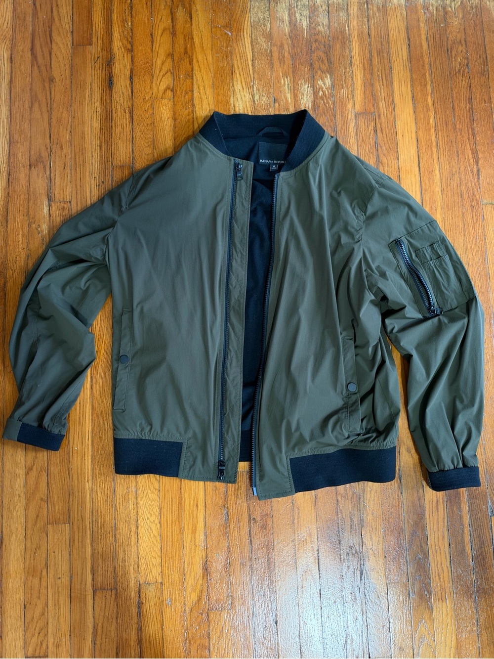 Men's Olive Green Bomber Jacket - Lightweight Casual Coat